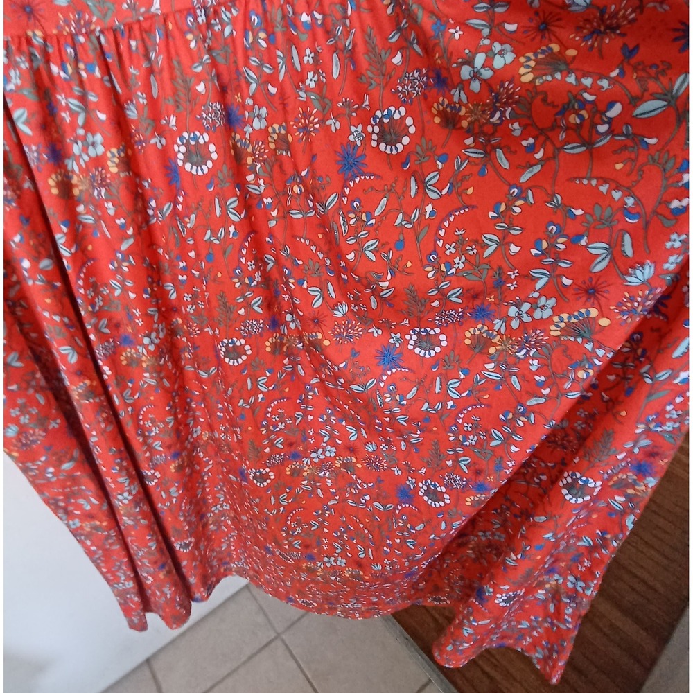 Womens 3XL Orange Floral Maxi Dress Pockets Short Sleeve Boho Summer Dress‎ - Picture 6 of 9